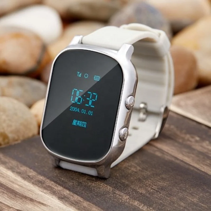 T58 Elderly GPS Watch Mini sport watch GPS wifi Double Locate Remote SOS Wristwatch golden silver Smart Watch kids APP