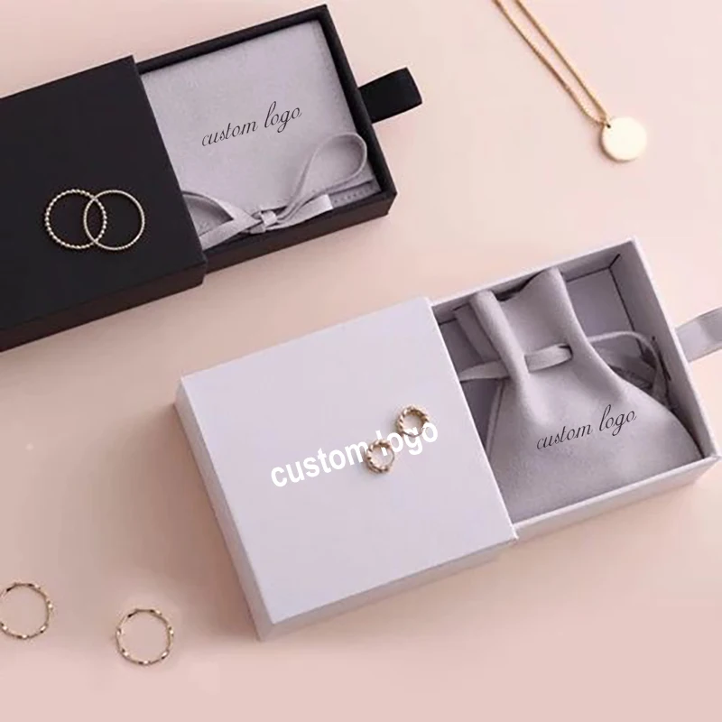 Dainty Small Pink Personalised Jewellery Packaging Jewelry Box Custom Luxury For Jewellery Ring Jewelry Packaging With Pouch