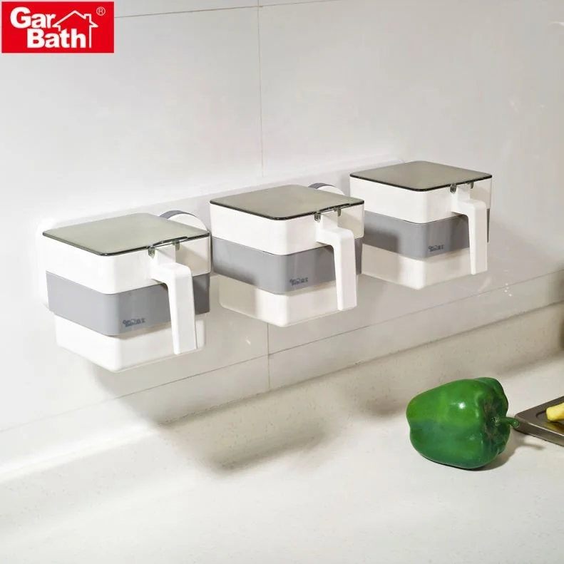 Multi-Grid Seasoning Storage Box Condiment Containers Wall Mounted Spice Box