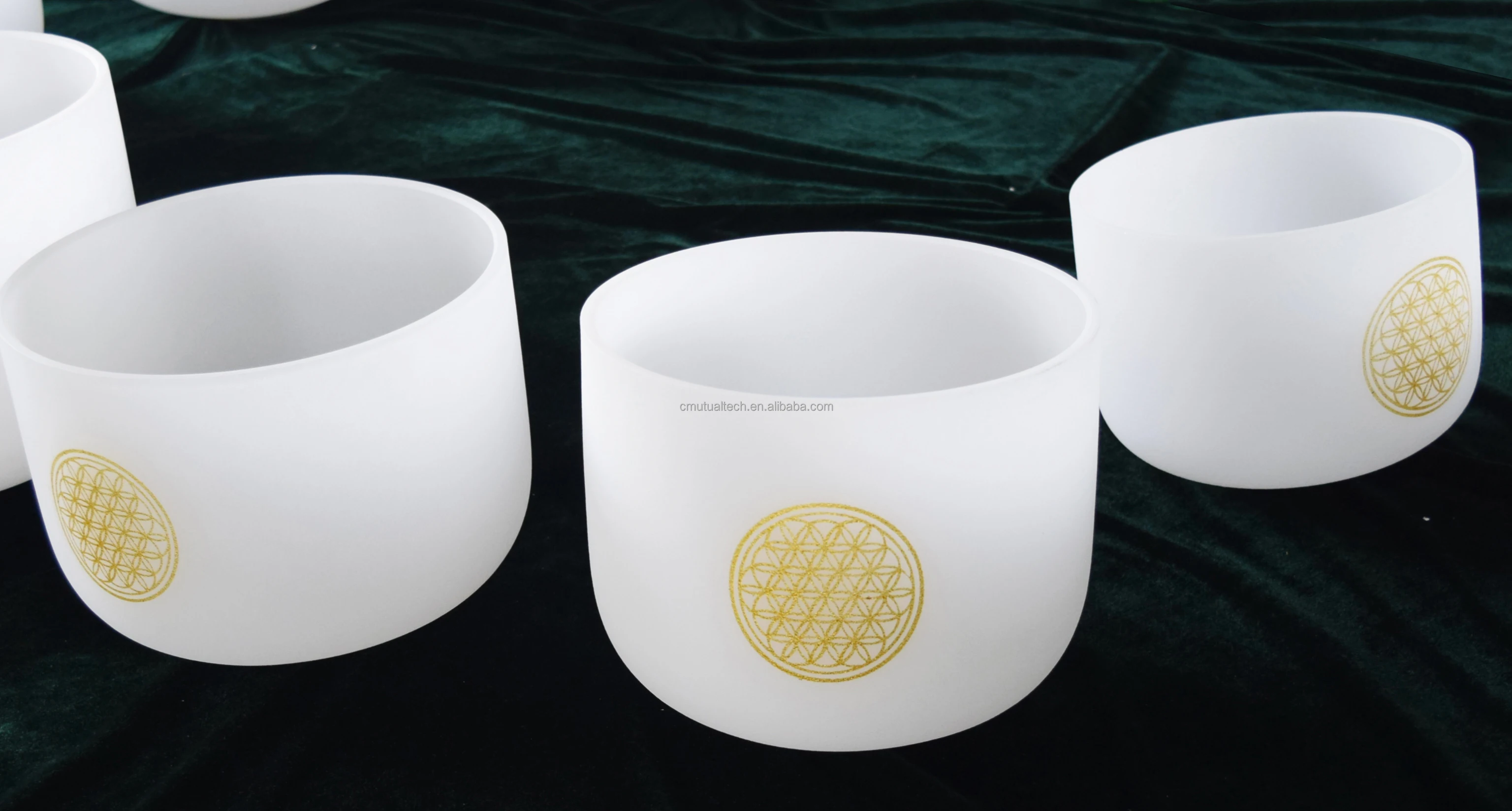 Life Flower Chakra Singing Bowl  Set  432 HZ Color gradient 7pcs of 6-12inch Crystal Singing Bowls for sound healing