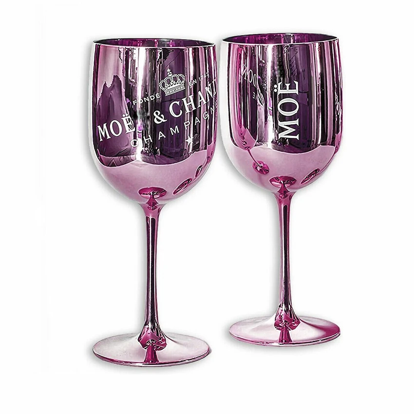 Ice Imperial Champagne Pink Rose Acrylic Goblets Glasses Flutes