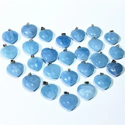 PJ-C281 Wholesale Natural Gemstone Jewelry Accessories Heart Aquamarine Pendant