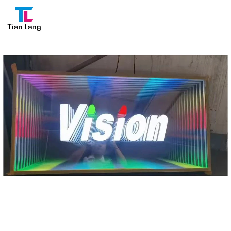 New Product Ideas infinity mirror With Professional Manufacturer abyss mirror wall lamp SIGN BOARD 3d logo