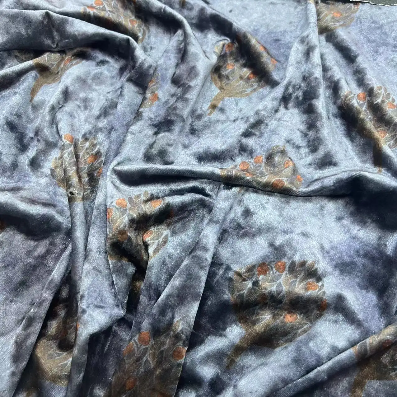 Fashion Custom Digital Print Fabric Velour Fabric 100%polyester Diamond Gloss Garment Decorations Velvet Fabric