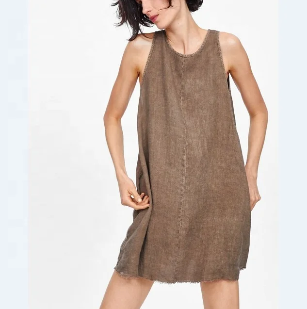 Оптовая продажа простой стиль свободные без рукавов Мини летняя одежда женские повседневные платья