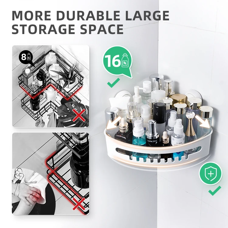TAILI Shampoo vacuum shower caddy bathroom with vacuum suction cup plastic corner shelf shower organizer