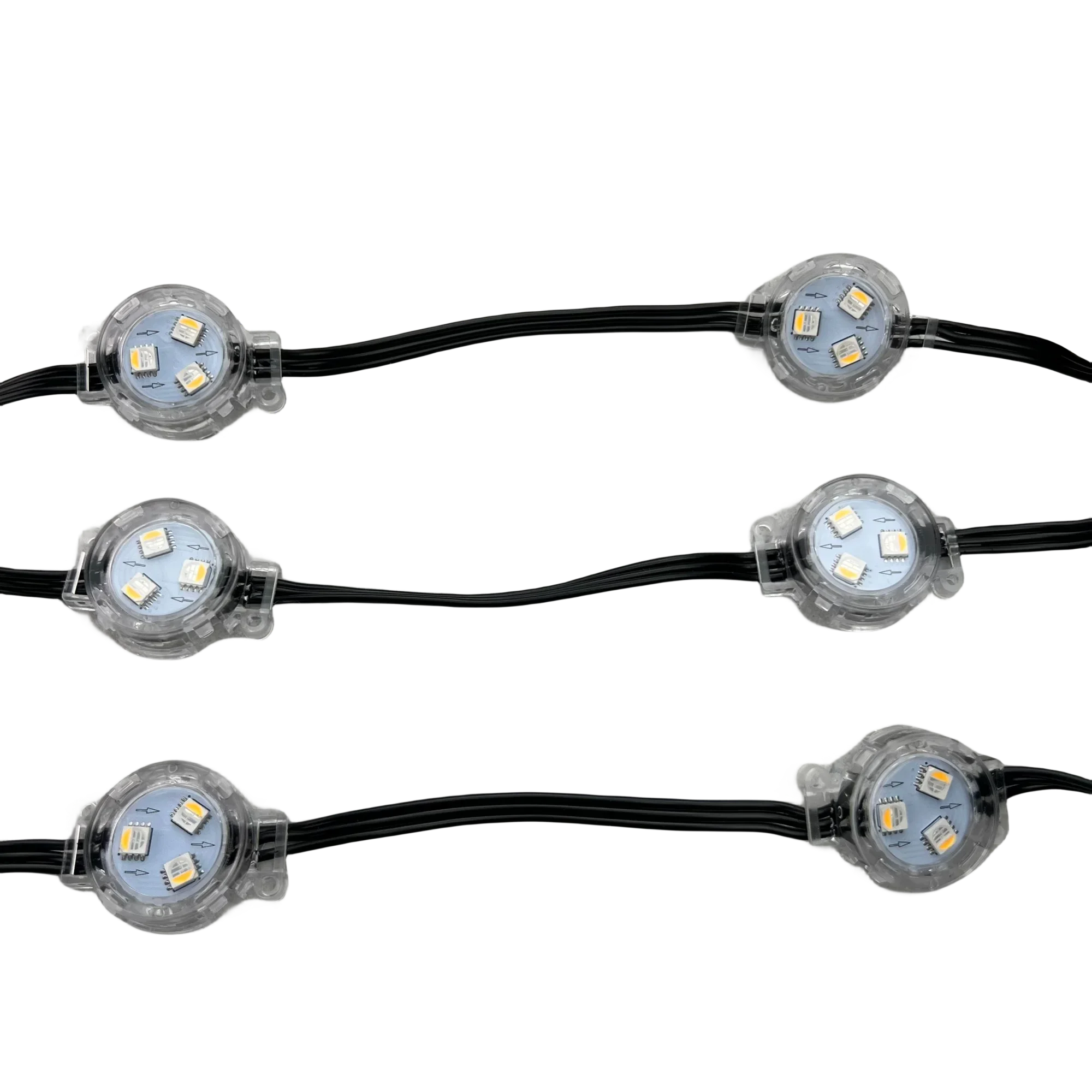 DC12V 30mm Open Hole IP68 Black Wire Flat Cover UCS2904 TM1814 IC RGBW Addressable LED Puck Pixel Light