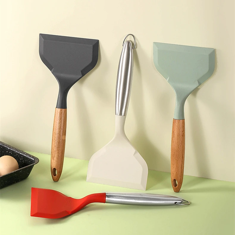 Manjia Flexible Nonstick Heat Resistant Silicone Pancakes Shovel Wide Fried Spatula Turner for Egg Cookie Omelette Fish Burgers