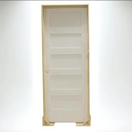 18 in x 80 in Shaker 5-Panel Solid Core Primed MDF Prehung Interior Door with Lock and Frames