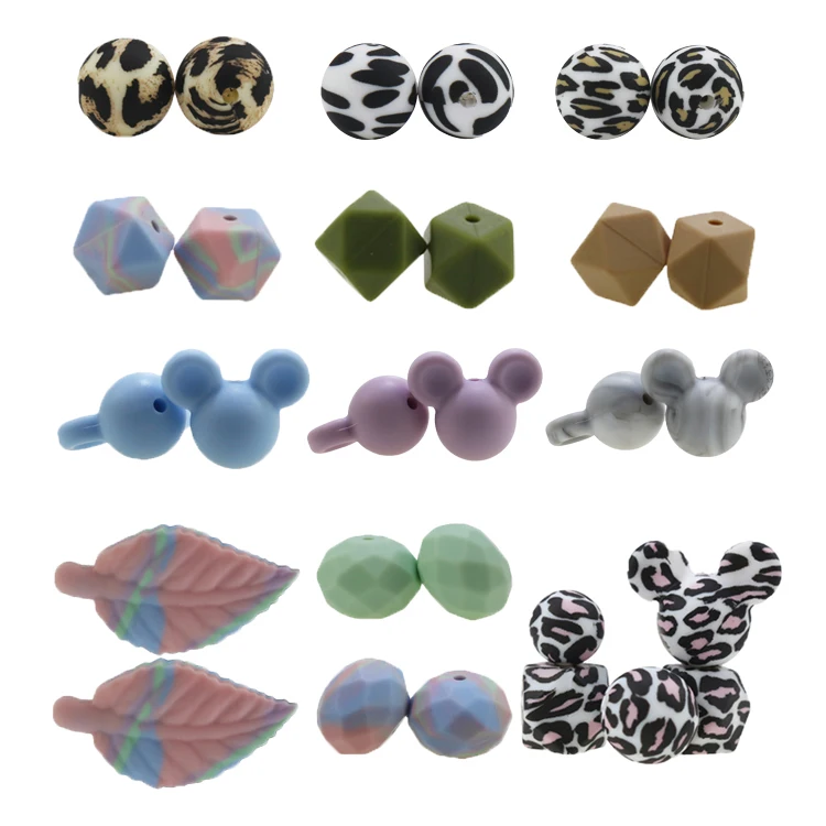 100% BPA Free Teething Beads Food Grade Non Toxic Silicone Chew 50 Colors 9mm 12mm 15mm 19mm Cheap Bulk Silicone Round Beads