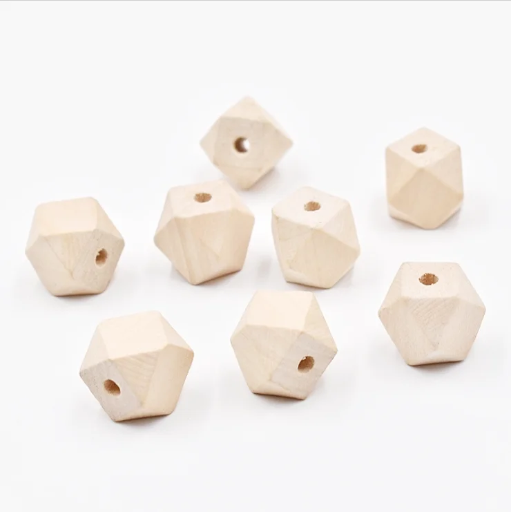 Bead Wood Hot selling customizable DIY accessories 14mm natural color diamond wood beads Wooden
