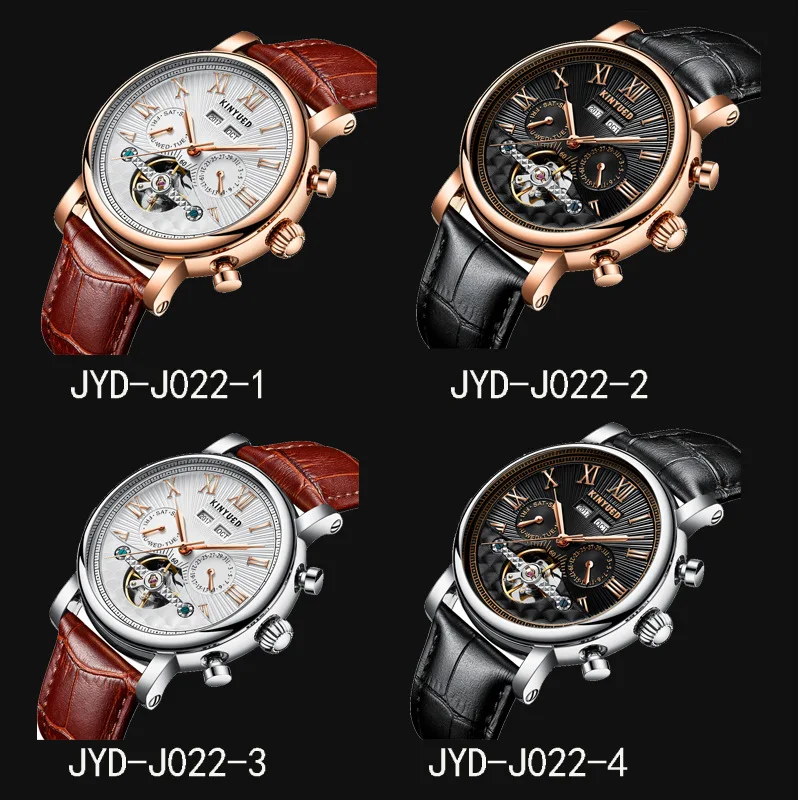 High Quality Oil Pressure Dial Tourbillon Skeleton Perpetual Calendar Black Mens Watch Luxury Custom Logo Automatic