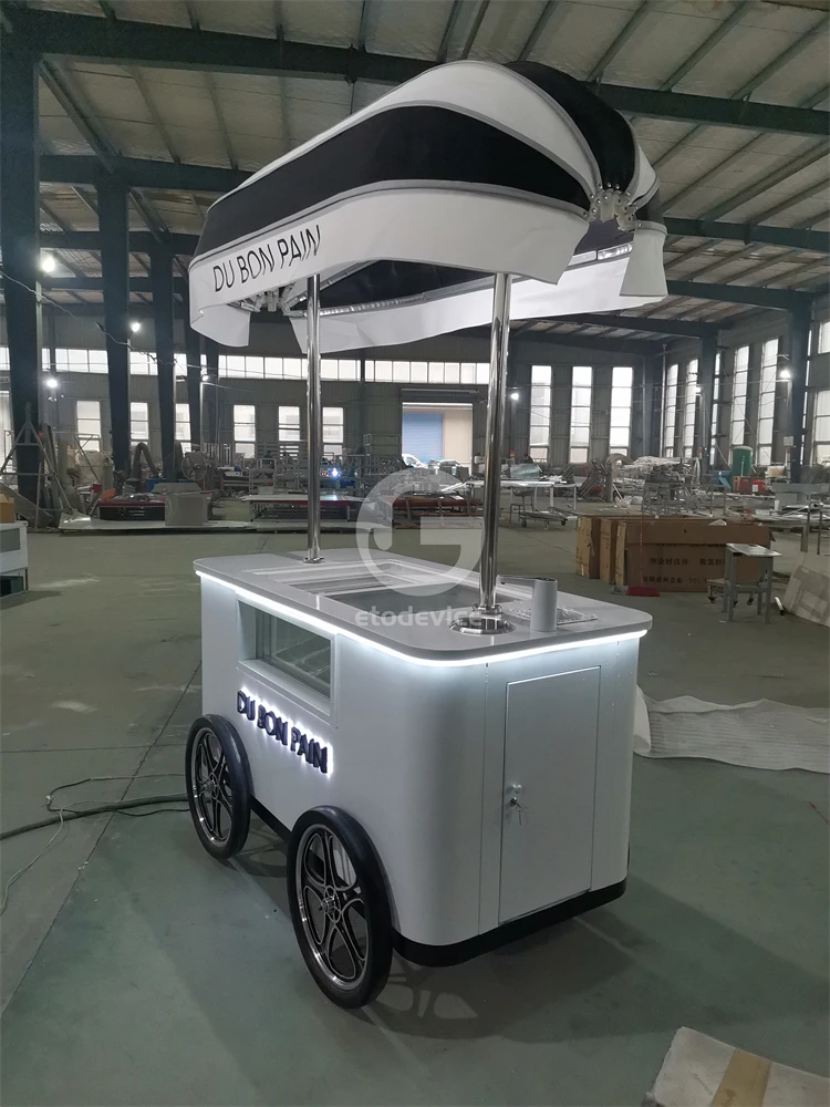 With awning and refrigerator Street commercial ice cream cart