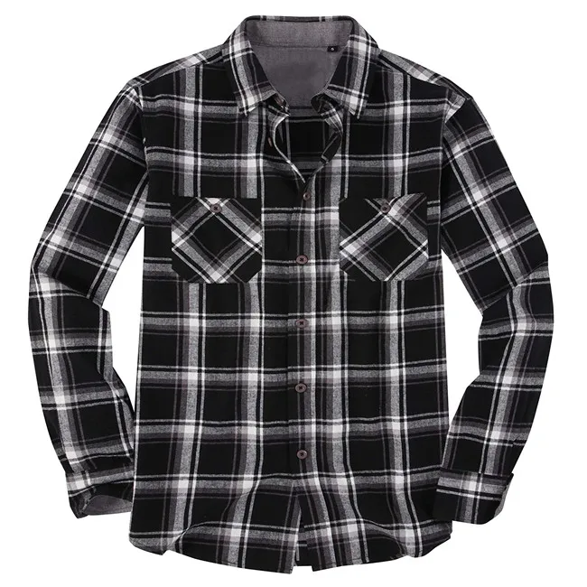 Men casual regular fit plaid shirts 100cotton long sleeve heavy weight thick thermal flannel shirt
