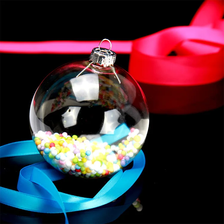 KG Xmas Customization bolas de navidad 6cm/8cm/10cm Clear Christmas Glass Baubles Transparent Christmas Glass Ball With Filler