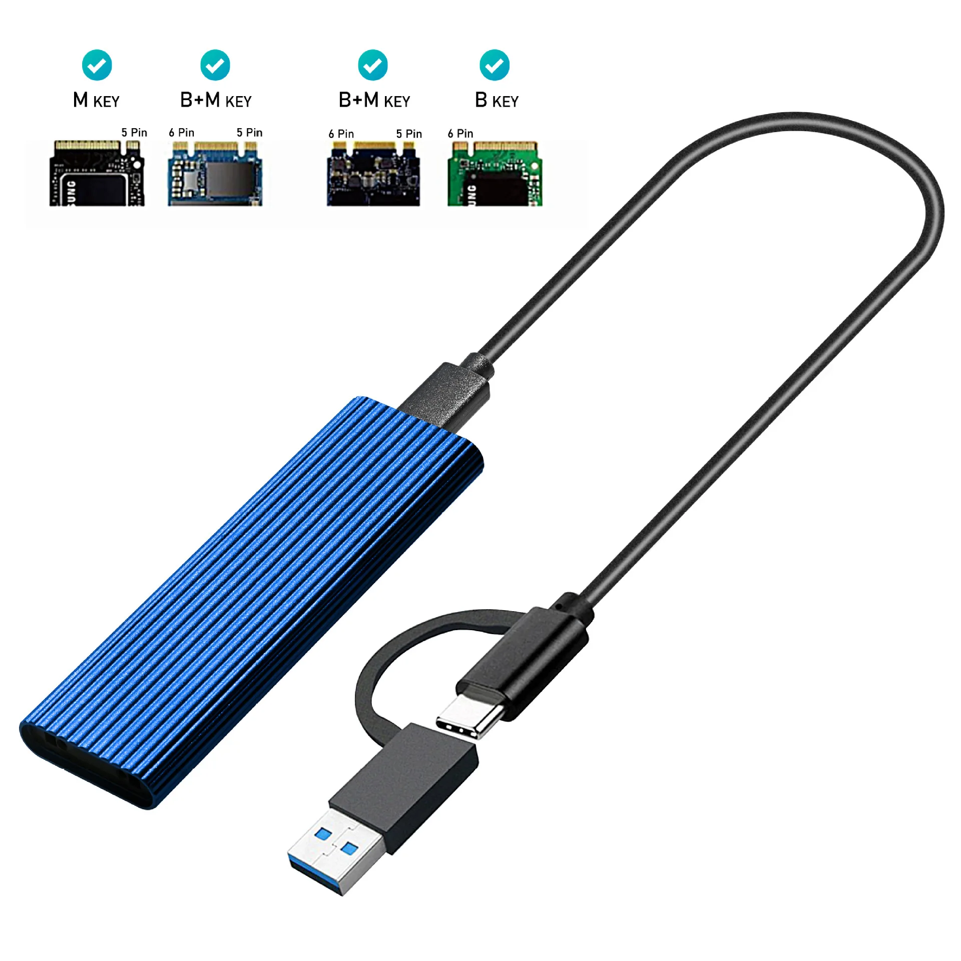 TFDP Portable External M2 NVMe SSD Case Enclosure Type C 3.1 Adapter For Pc M2 Ssd