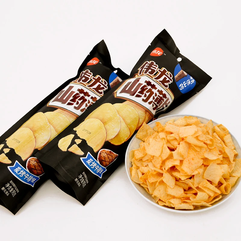 Weilong Mountain Pills Baked Food Low Fat Salty Taste Carbon Grilled Steak Flavor Mountain Pills Potato Chips Snacks