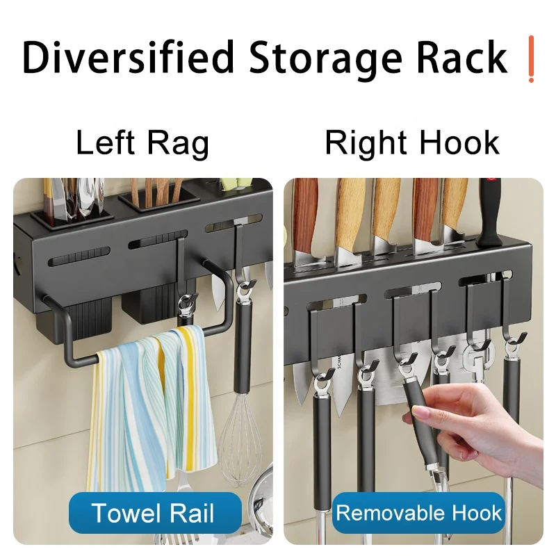 Kitchen punch-free wall-mounted knife spoon fork rag utensil wall organizer holder rack holder rack hanger for collectible spoon