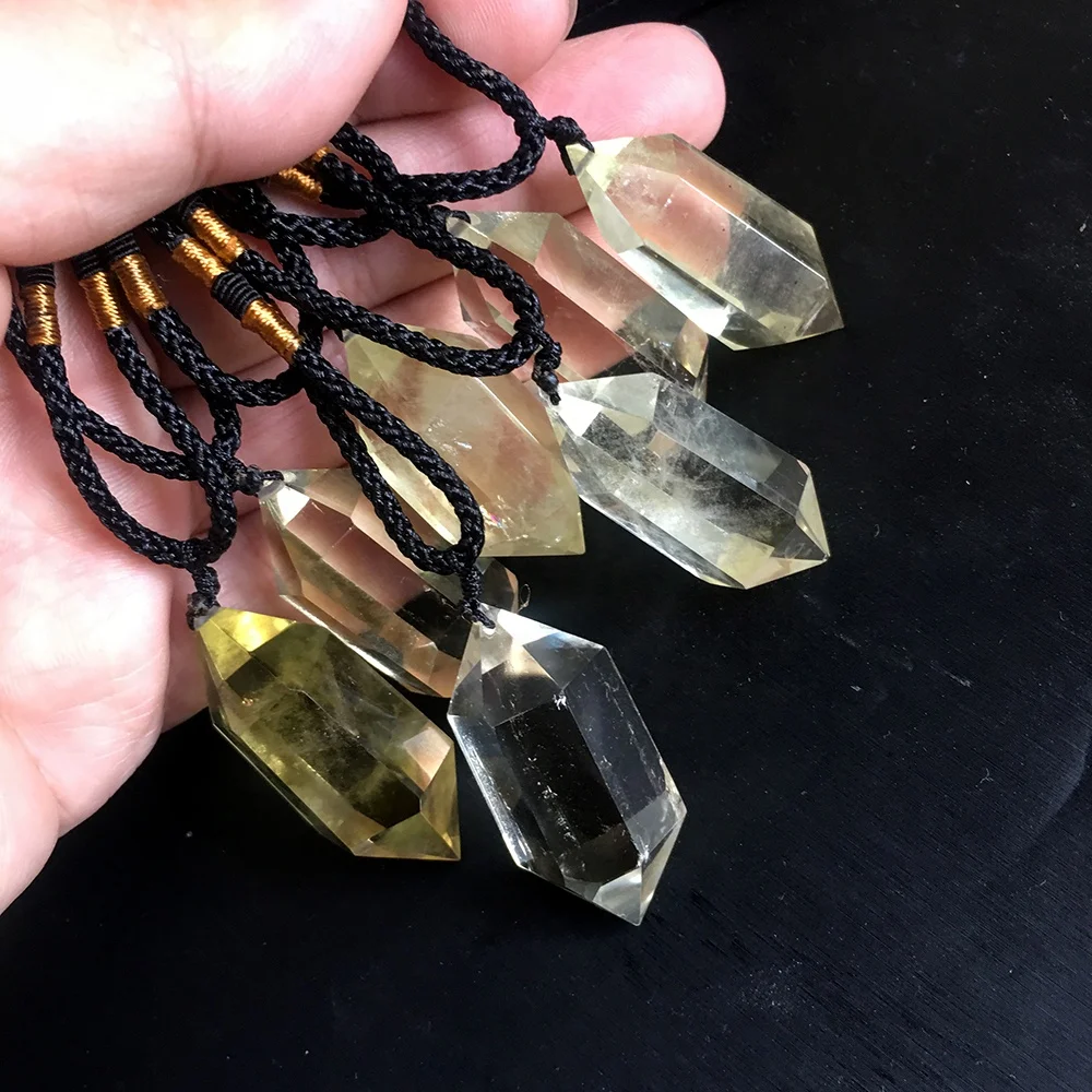 
natural Citrine quartz Necklace crystal point pendant 