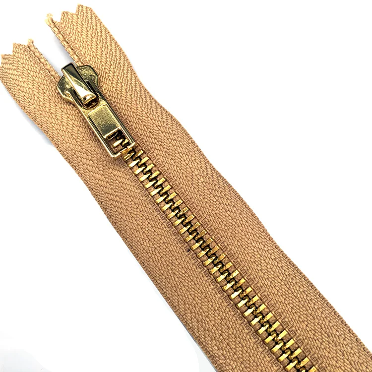 Customized 5#  No end  Nickel Free  Eco Friendly  Brass Teeth Bend Puller Metal Shoes Zipper