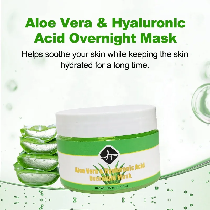 Low MOQ  Private Label Organic Natural  Face Mask For NightTime Skin Repair Whitening Moisturizing Aloe Vera Facial Mask