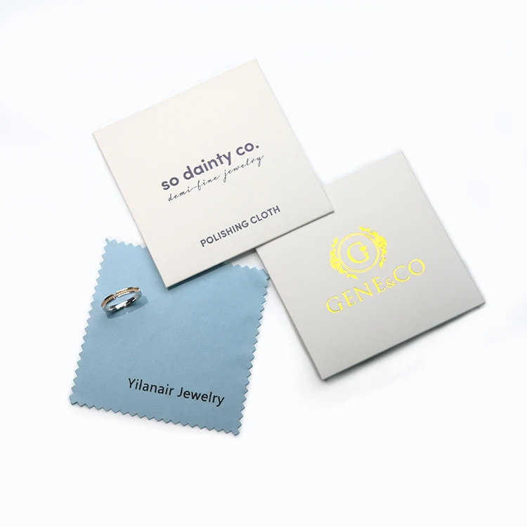 Personalized Custom Embossed Logo Soft Microfiber Suede Cleaning Polish Jewelry Cloth with Envelope