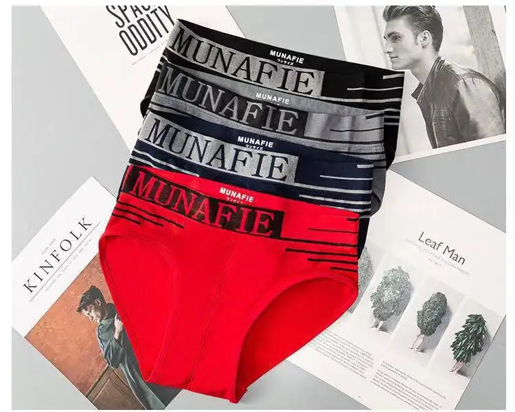 Wholesale Cheaper Solid Color Red Male Underwear Comfortable Breathable Skin-Friendly Panties High Stretch Seamless Men Briefs