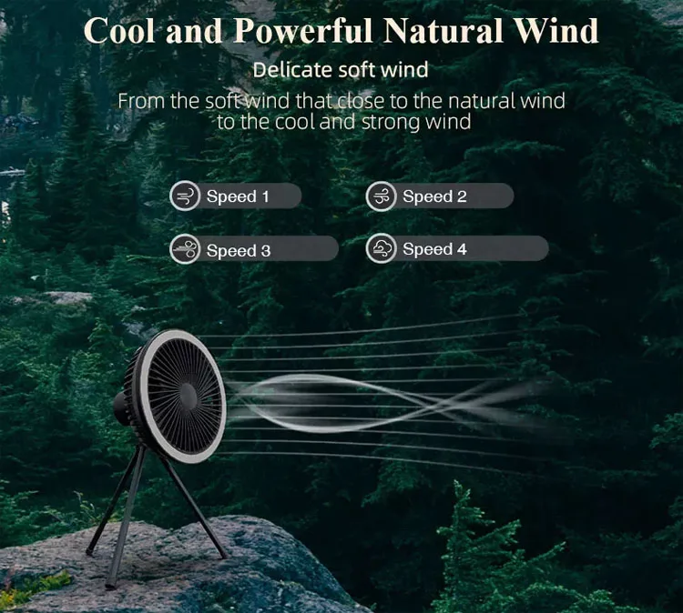 Hot Sale Model Camping Fan Rechargeable Desktop Portable Rechargeable Foldable Camping Fan With Light Fan