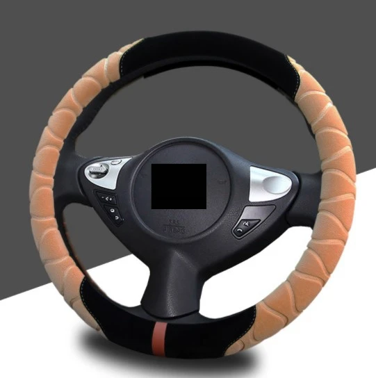 Hot Selling Car Steering Wheel Covers Winter Environmental Plush Embossed Flower Cover