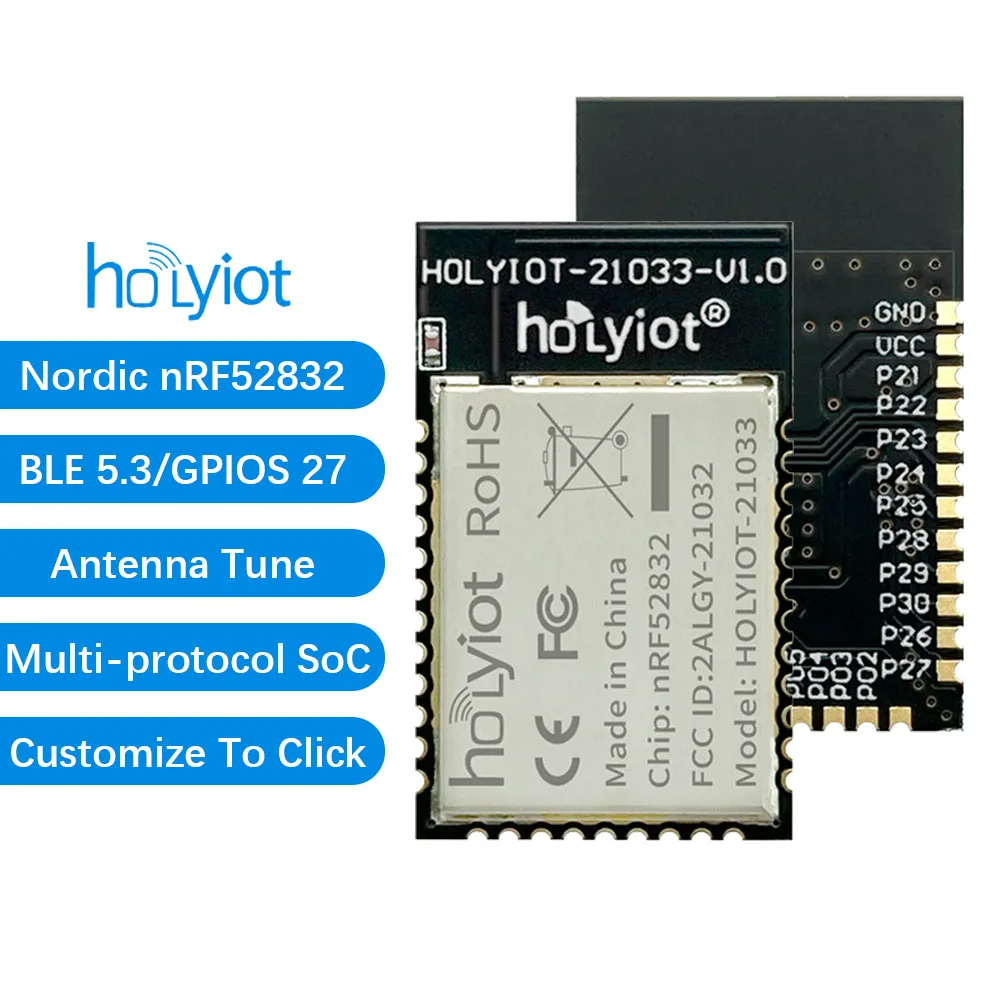 Holyiot BLE 5.3 Low Energy For Smart Games Medical Wearable Fitness IOT Module Blue Tooth Nordic nRF52832 Module