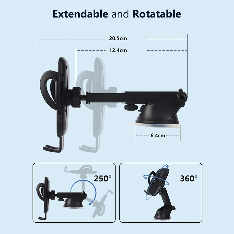 New Design Silicone Material Adjustable Phone Mount Stand Suction Cup Car Phone Holder