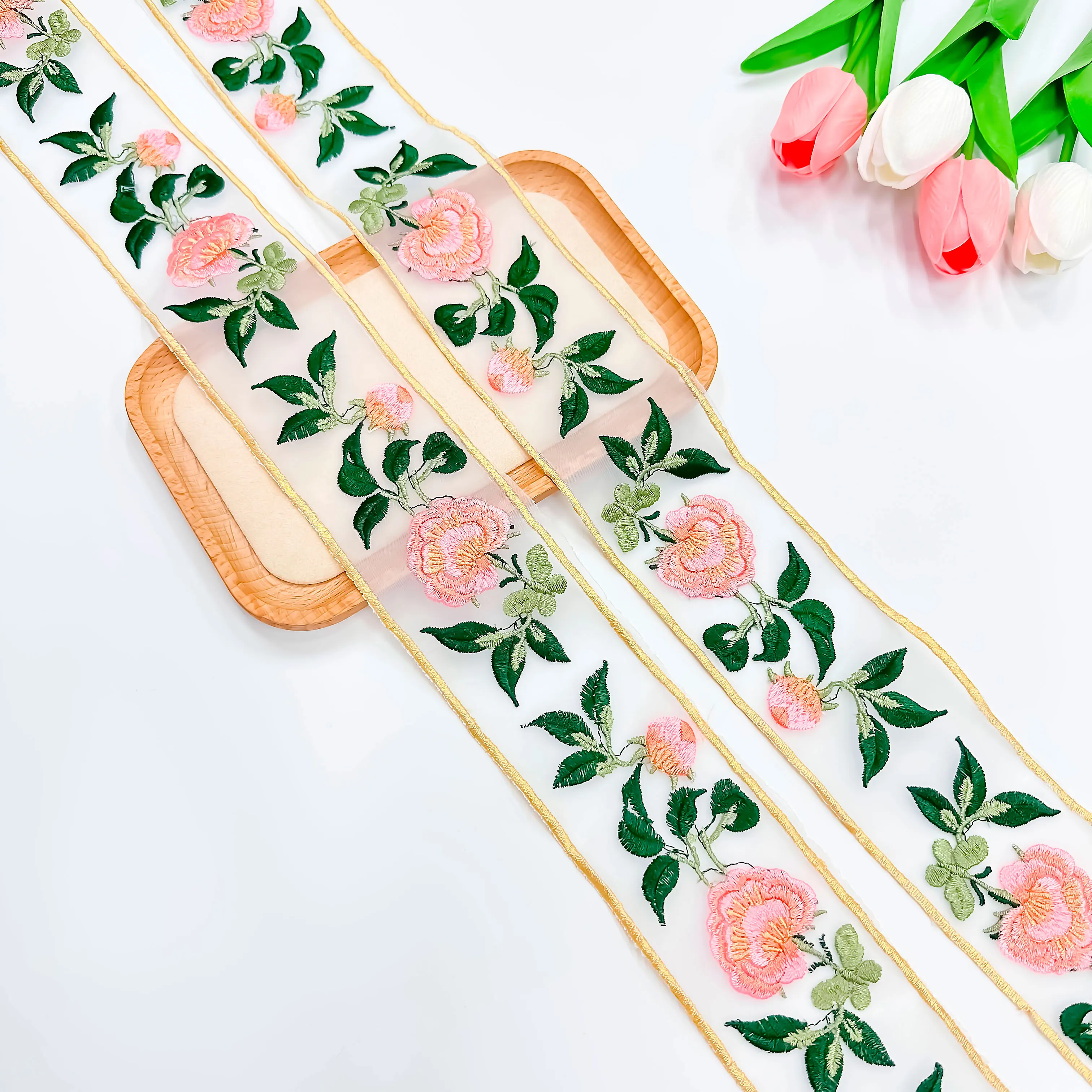 Embroidery Lace DIY Sofa Fabrics Hems Elegant Hand-Knotted Organza Garment Accessories with  Decorations Pants Ornamental