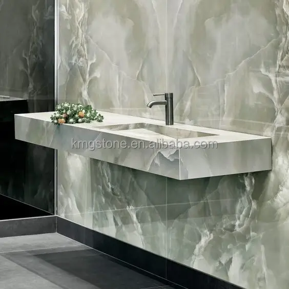 Jade Green Onyx Slabs Natural Fireproof Tile for Dining Living Room Bedroom Application