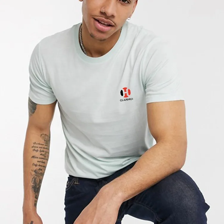 
QIAN HUI Wholesale Custom Logo Design mens t shirts Screen Printing Blank Sport Dry fit Oversized T-Shirt Clothing Men 