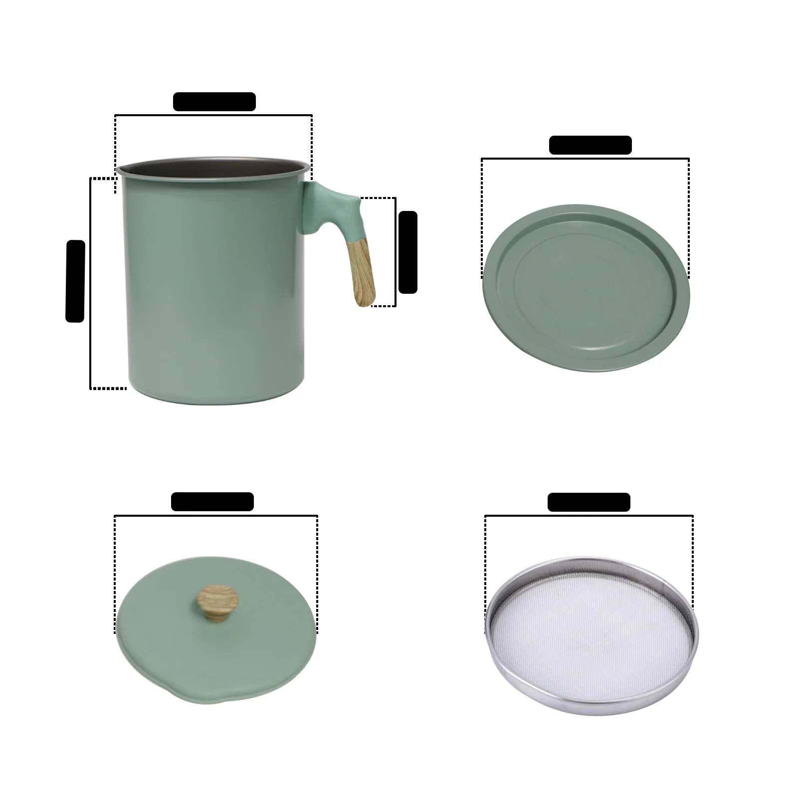 Bacon Grease Container Thick Iron Oil Filter Pot Rust-Proof Oil Storage Container For Kitchen (1.4L/1.7L) Grease Can