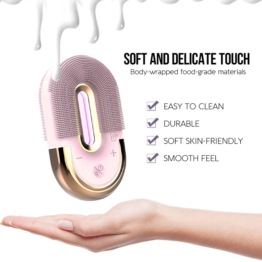 
Beauty Wash Cleaning Face Brush Messages Photon Led Sonic Silicone Cleansing Facial Brush Massager Led Lights 3 In 1 System 