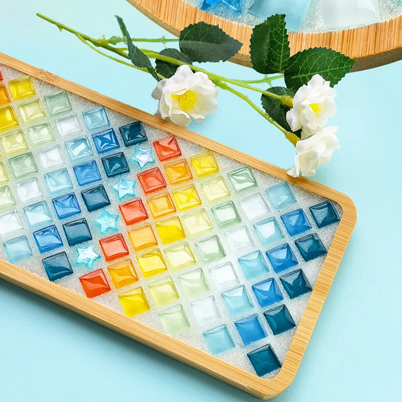 Custom Colorful Mosaic glass coasters Glass Tile Ceramic Tray Coasters Soap Holders educational toy