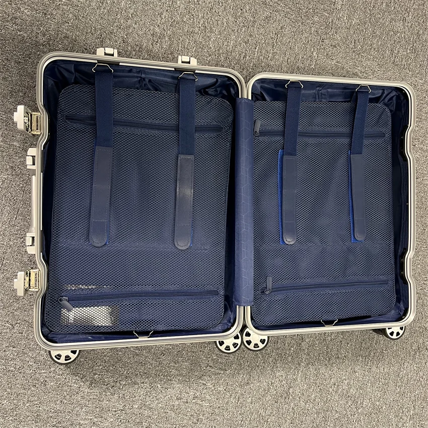 Original Pure aluminium luggage metallic trolley bags trolley travelling 20inch cabin suitcase carry on luggage case