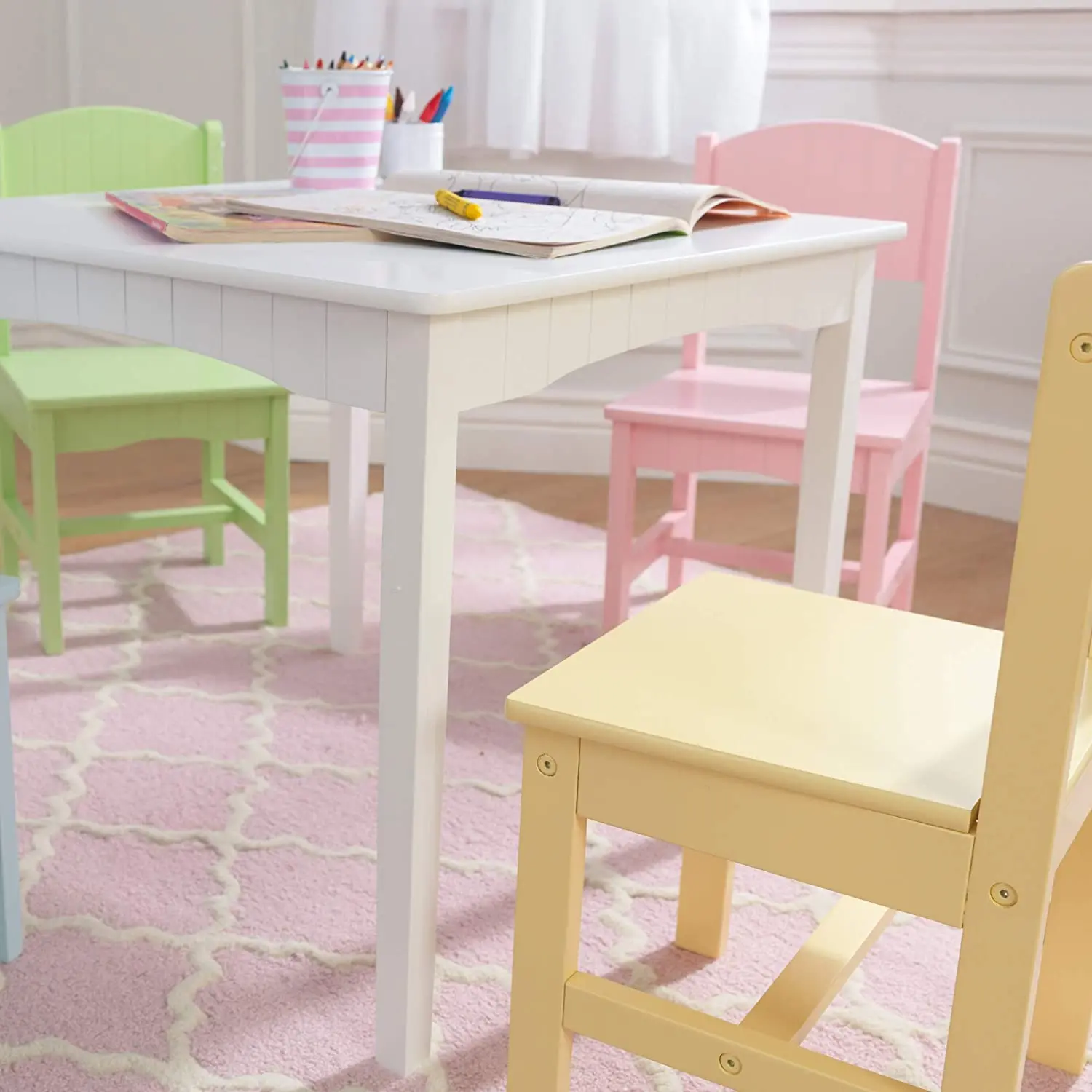 Kindergarten school classroom children wood daycare kids furniture table and chairs set, table and chair set for kids