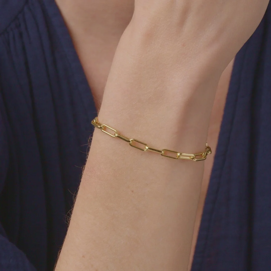 Milskye handmade recycled jewelry brass 18k gold plated paperclip chain parker bracelet