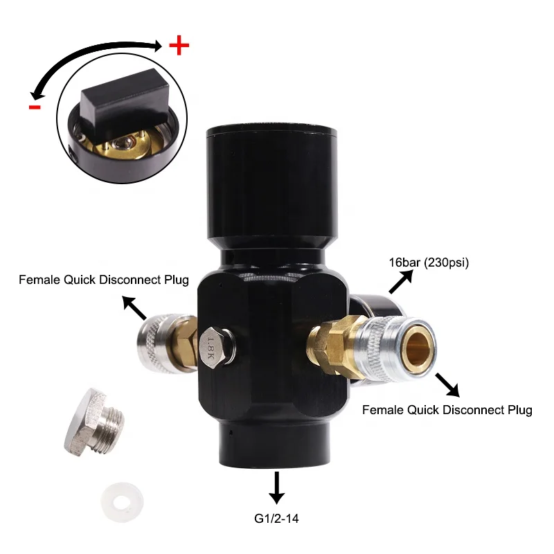 Double 8mm Female QuicK Plug Mini CO2 Regulator Outer Pressure for Pneumatic Tools Sport Paintball Game