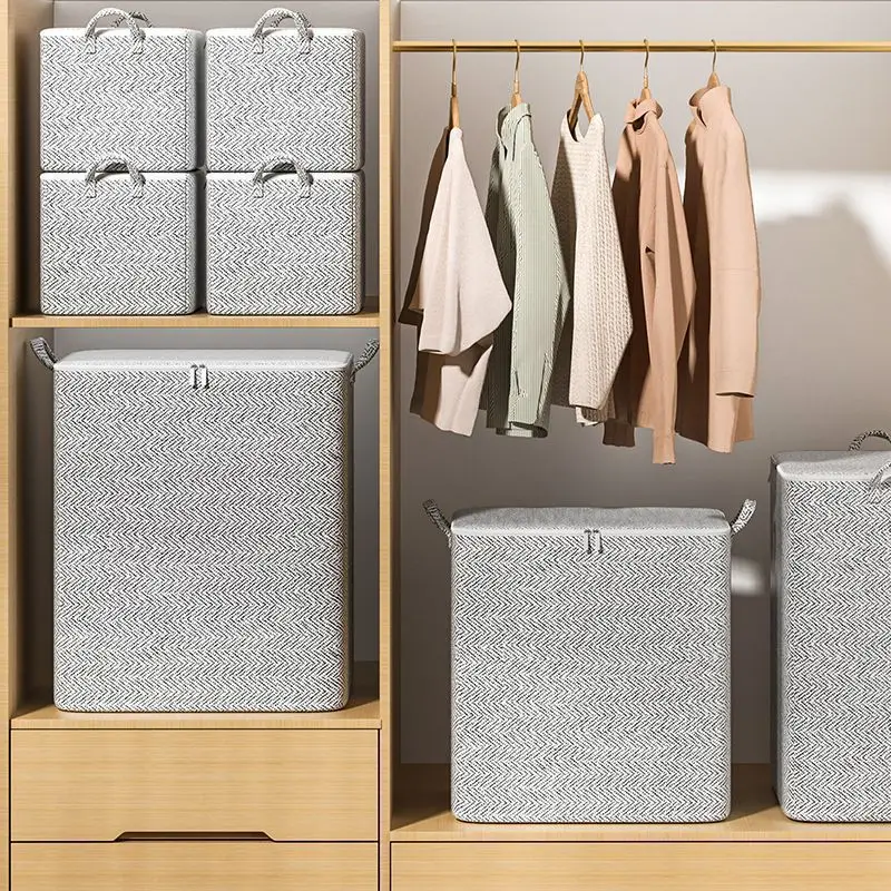 DS3904 Large Foldable Clothes Organization for Blanket Bedding Comforters Non-woven Quilt Bag Cloth Storage Bag With Lids Handle