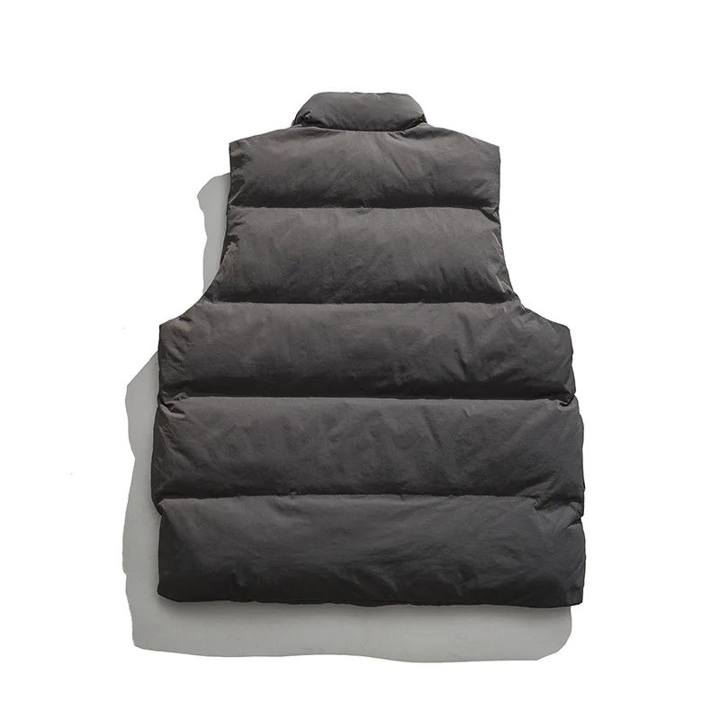 Retro Winter Contrast Color Sleeveless Stand Collar Thick Vest