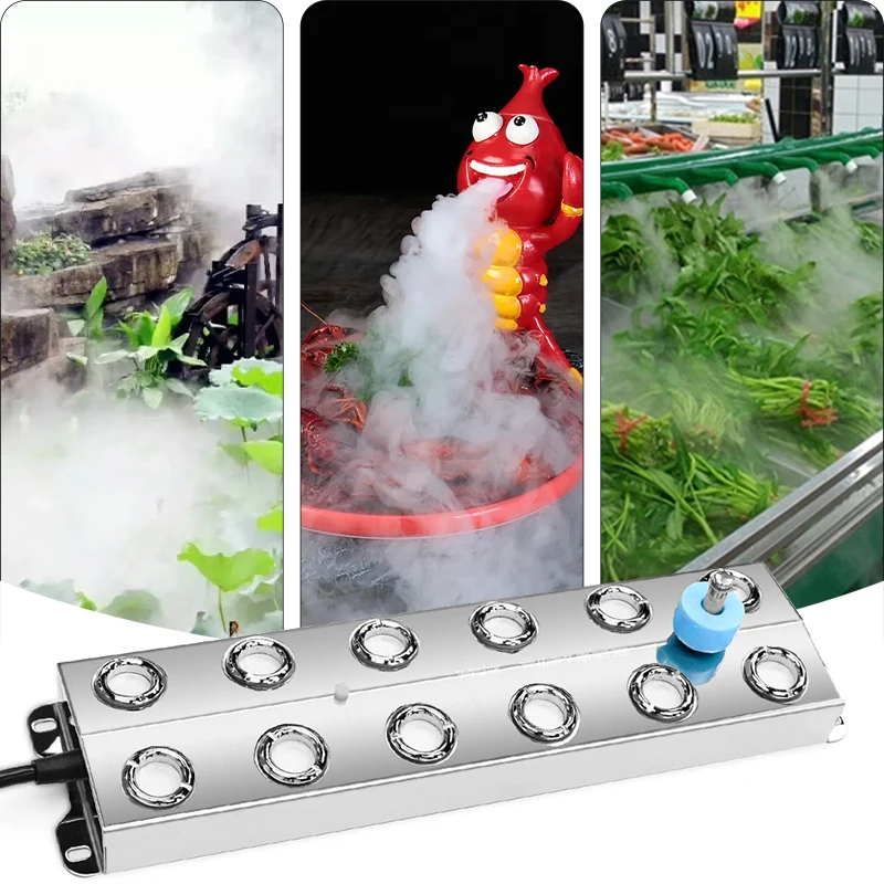 12 Head Industrial Ultrasonic Greenhouse Mushroom Pond Stainless Steel 48V Mist Maker Fogger
