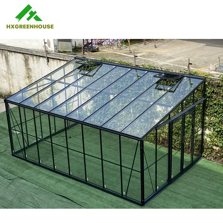 Small Glass Prefab House Prefabricated House Glass Aluminum Half Greenhouse