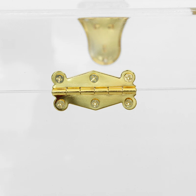 Acrylic trunk home organizer storage box with lid and gold lock accessories