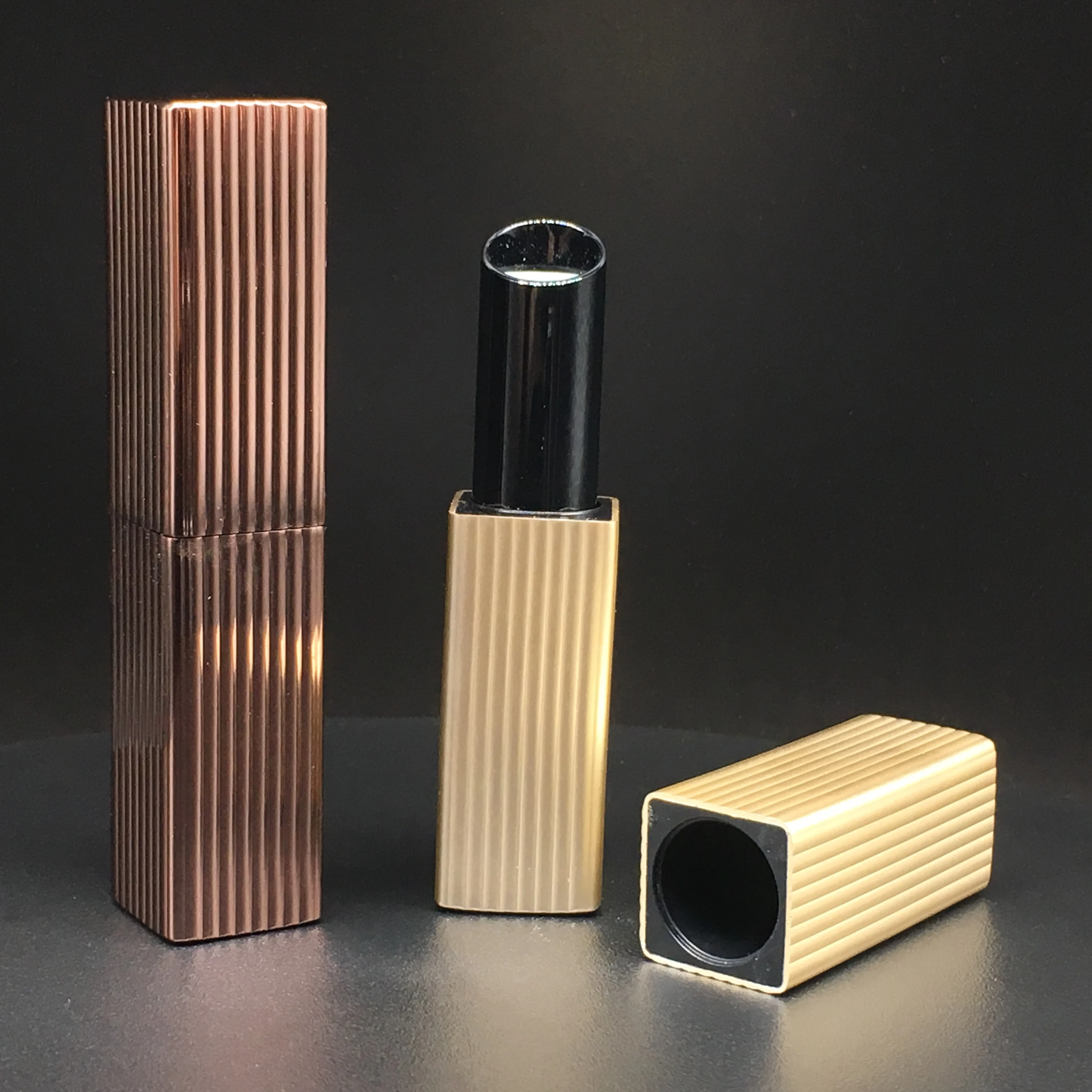 Brown Square Magnet Metal Magnetic Aluminum Plastic Lipstick Container Tube