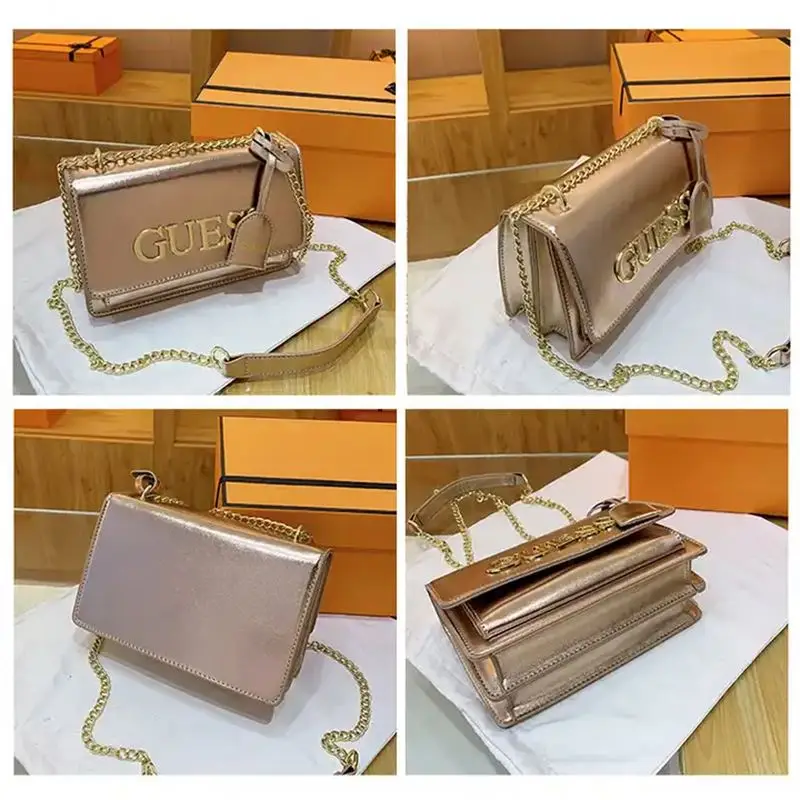 Messenger Bags Famous Brand GS 2024 Women Crossbody Purses Luxury Designer Ladies Long Chains PU Leather Shiny Shoulder Handbags