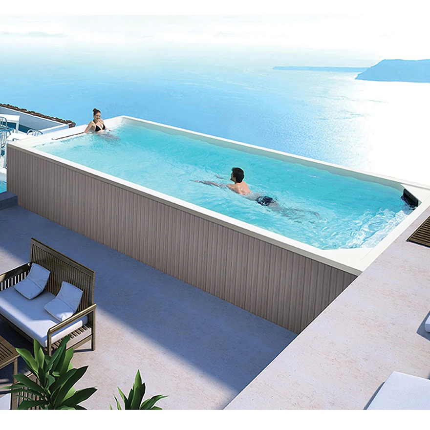 Family backyard 12 person hot tubs garden jet nozzle mini swimming pool fiberglass 8 meter swim spa