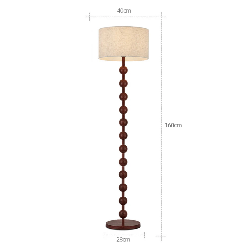 Art Designer Minimalist Post-Modern Vertical Retro Walnut Wooden Floor Table Lamp Fabric Shade E27 For Living Room Bedroom